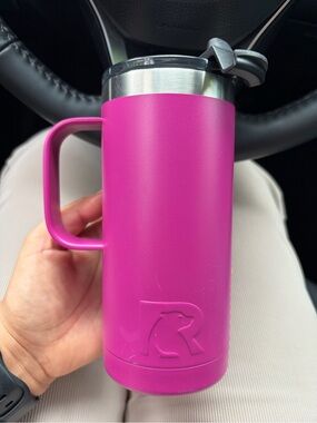 Bright Pink RTIC Stainless Travel Mug with Handle